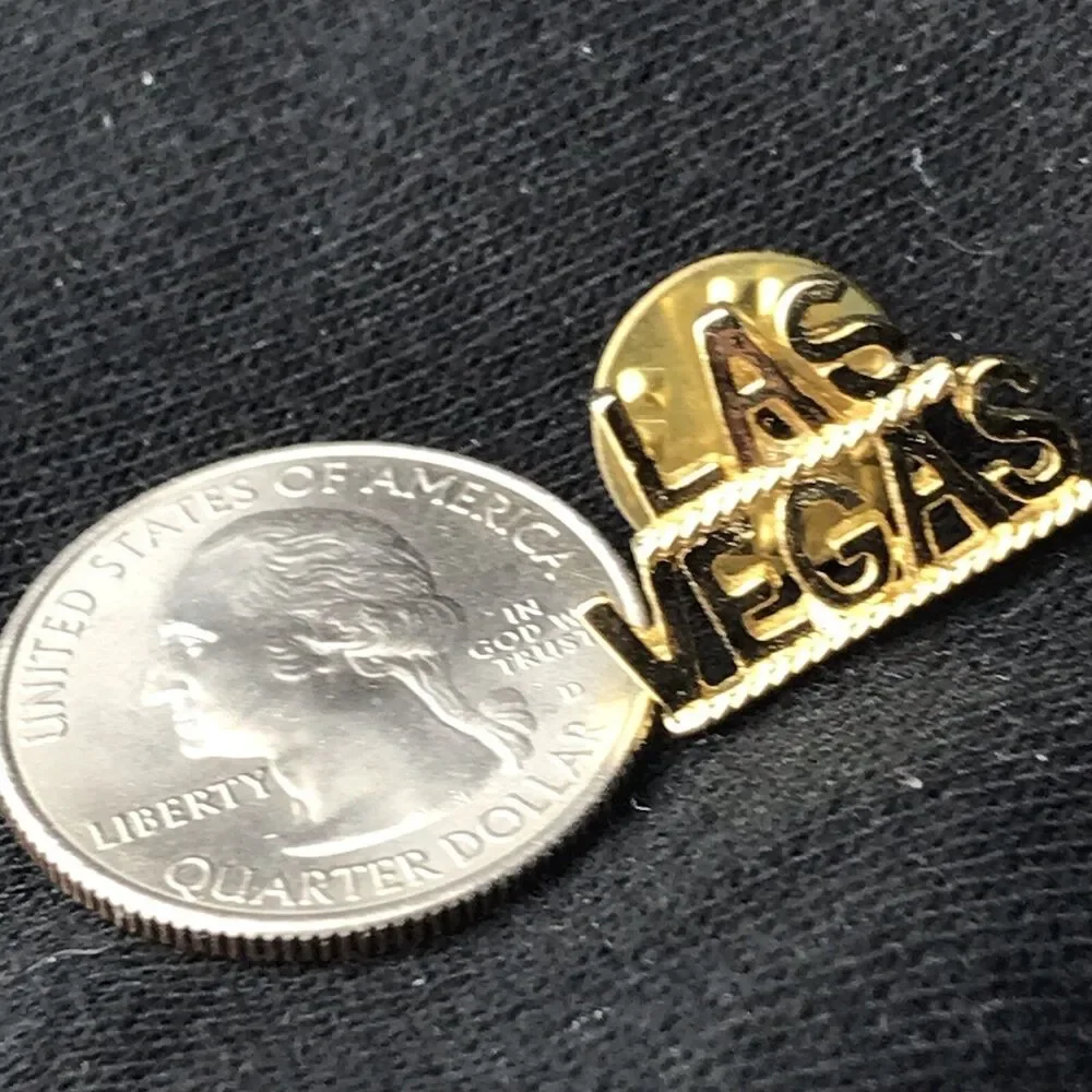 Las Vegas Vintage Pin Brooch Gold Tone Small
